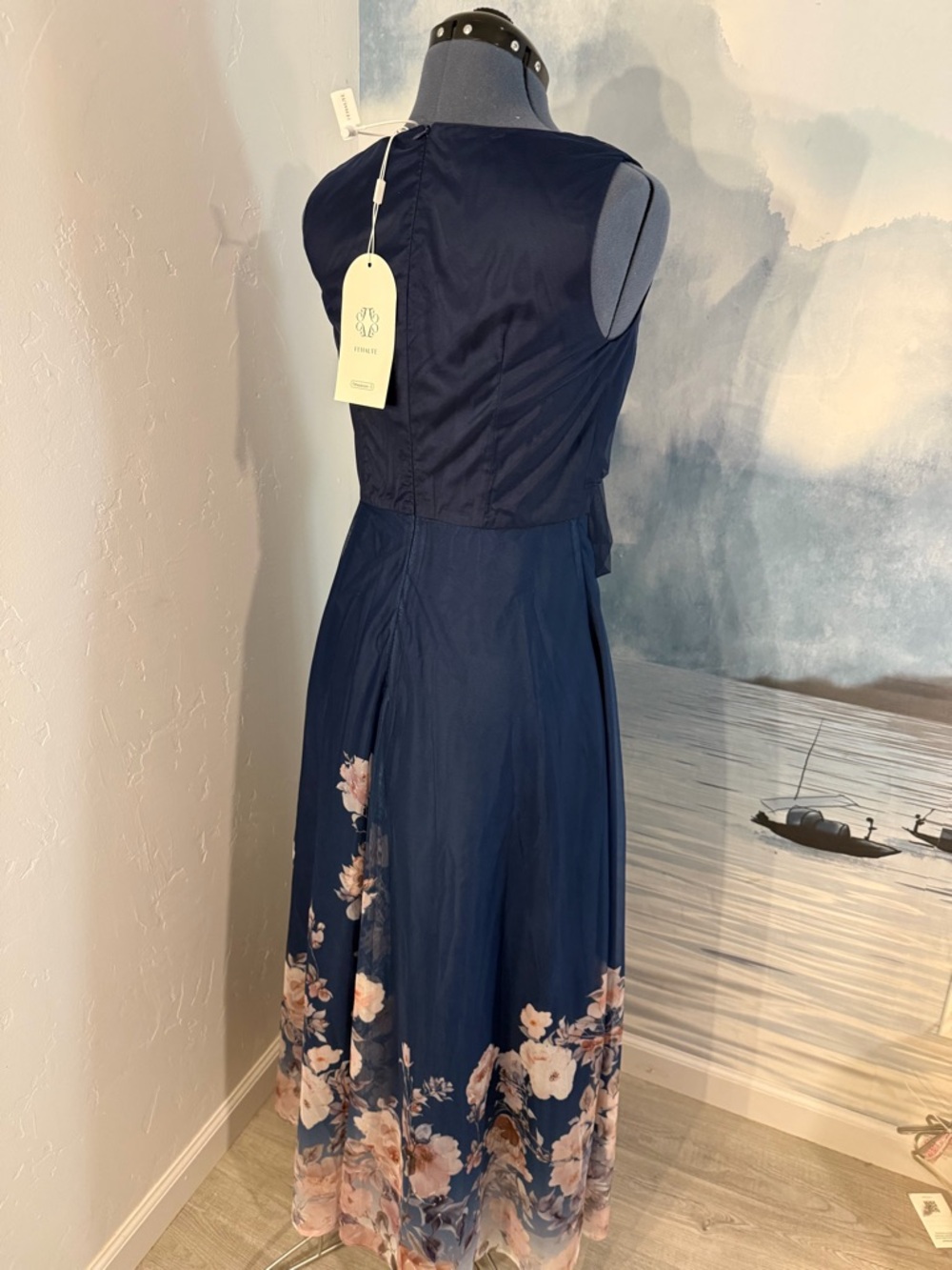 Navy Floral Tie-Front Maxi Dress #147 - Picture 4 of 6